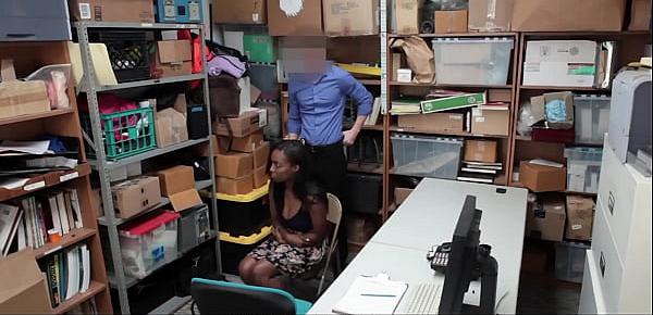 Black teen Daya Knight bent over desk and fucked doggy